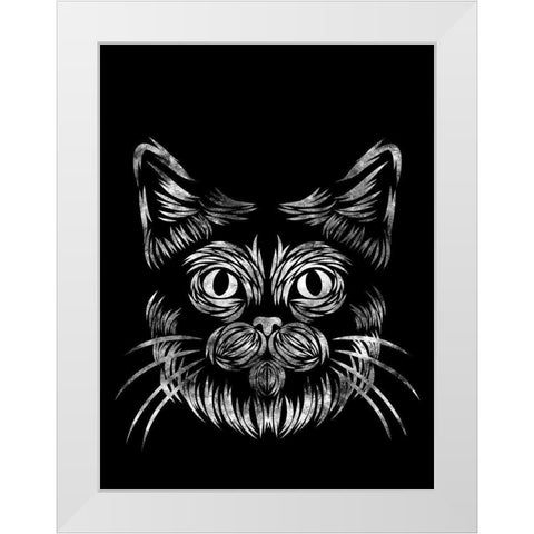 Cat In The Night White Modern Wood Framed Art Print by Prime, Marcus