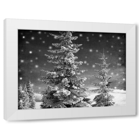 Snowy Night White Modern Wood Framed Art Print by Prime, Marcus