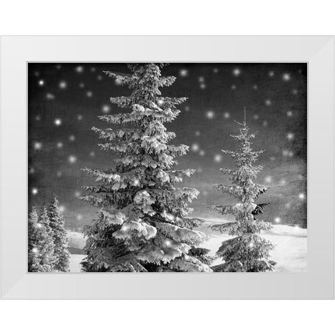 Snowy Night White Modern Wood Framed Art Print by Prime, Marcus