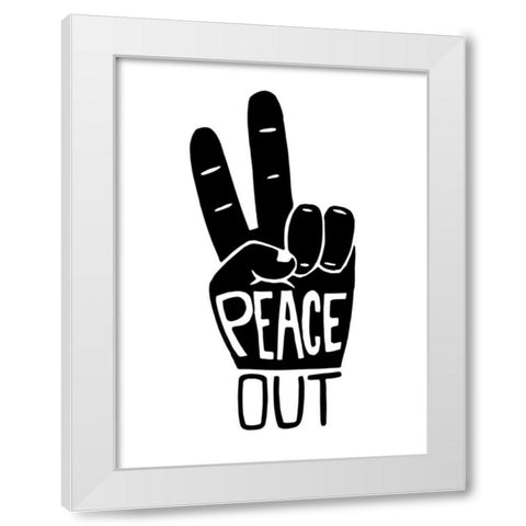 Peace Out White Modern Wood Framed Art Print by Prime, Marcus