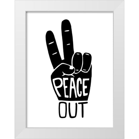 Peace Out White Modern Wood Framed Art Print by Prime, Marcus