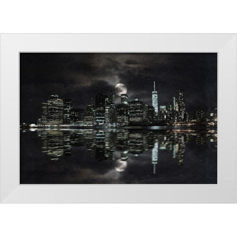 Full Moon NYC White Modern Wood Framed Art Print by Prime, Marcus