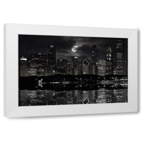 Full Moon Chicago White Modern Wood Framed Art Print by Prime, Marcus
