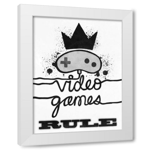 Games Rule White Modern Wood Framed Art Print by Prime, Marcus