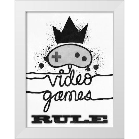 Games Rule White Modern Wood Framed Art Print by Prime, Marcus
