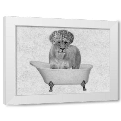 Bathing Lioness 2 White Modern Wood Framed Art Print by Prime, Marcus
