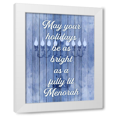 Lit Menorah White Modern Wood Framed Art Print by Prime, Marcus