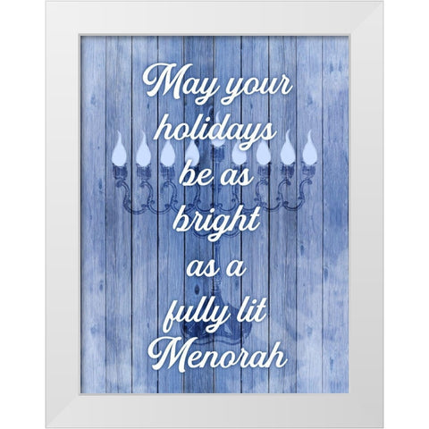 Lit Menorah White Modern Wood Framed Art Print by Prime, Marcus