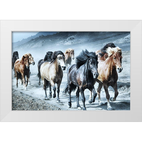 Group Run White Modern Wood Framed Art Print by Prime, Marcus