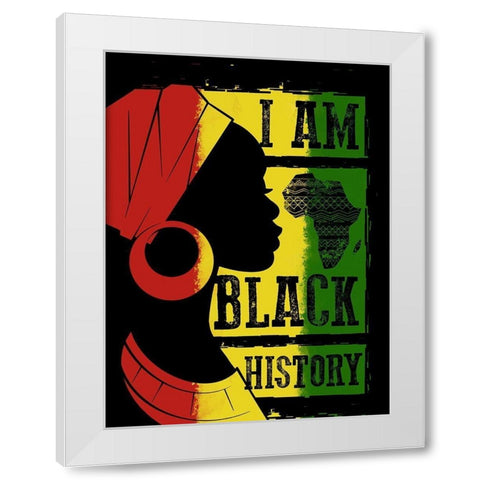 I Am Black History White Modern Wood Framed Art Print by Prime, Marcus