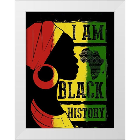 I Am Black History White Modern Wood Framed Art Print by Prime, Marcus
