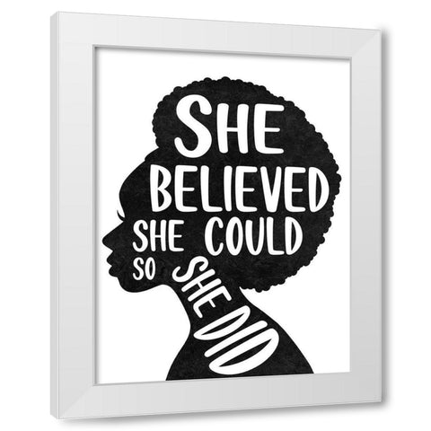 She Believed White Modern Wood Framed Art Print by Prime, Marcus