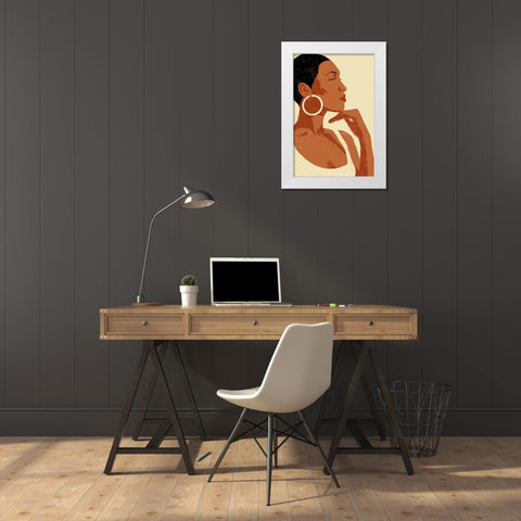 Pondering Princess White Modern Wood Framed Art Print by Prime, Marcus
