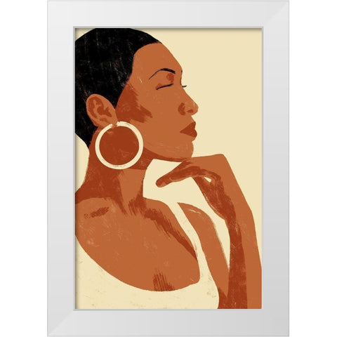 Pondering Princess White Modern Wood Framed Art Print by Prime, Marcus