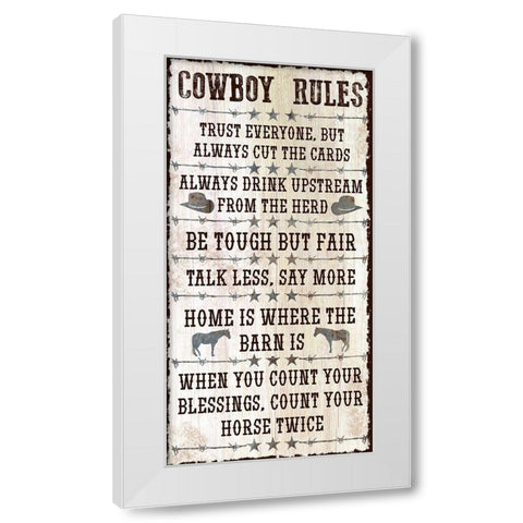 Tough Cowboy Rules White Modern Wood Framed Art Print by Prime, Marcus