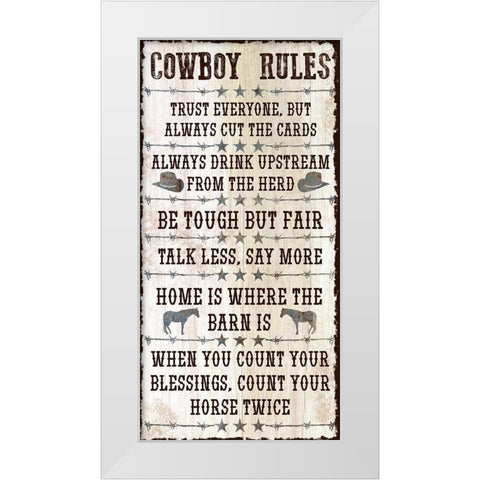 Tough Cowboy Rules White Modern Wood Framed Art Print by Prime, Marcus