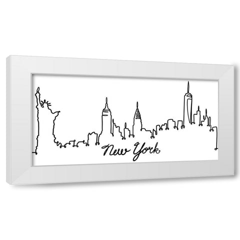 Squiggly New York White Modern Wood Framed Art Print by Prime, Marcus