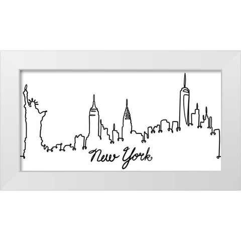 Squiggly New York White Modern Wood Framed Art Print by Prime, Marcus