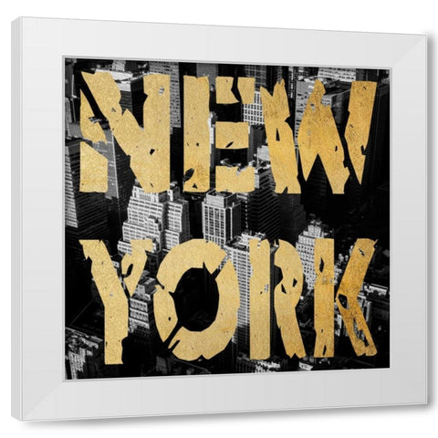 New York Shout White Modern Wood Framed Art Print by Prime, Marcus