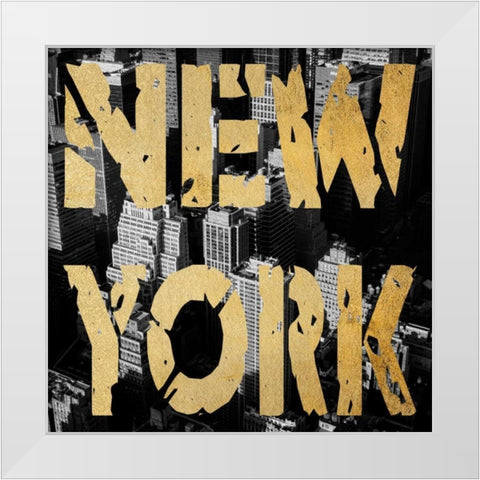 New York Shout White Modern Wood Framed Art Print by Prime, Marcus