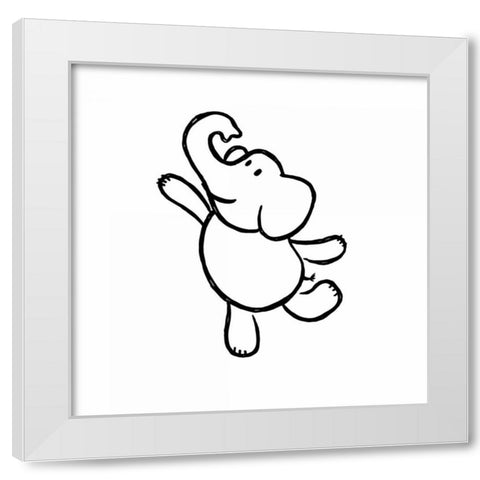 Dancing Elephant White Modern Wood Framed Art Print by Prime, Marcus