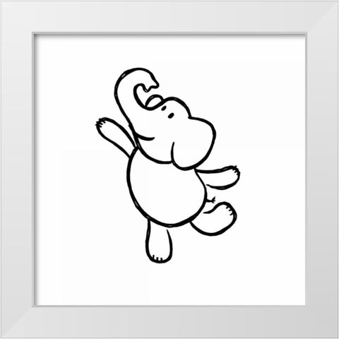 Dancing Elephant White Modern Wood Framed Art Print by Prime, Marcus