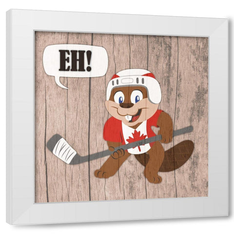 Canadian Beaver White Modern Wood Framed Art Print by Prime, Marcus