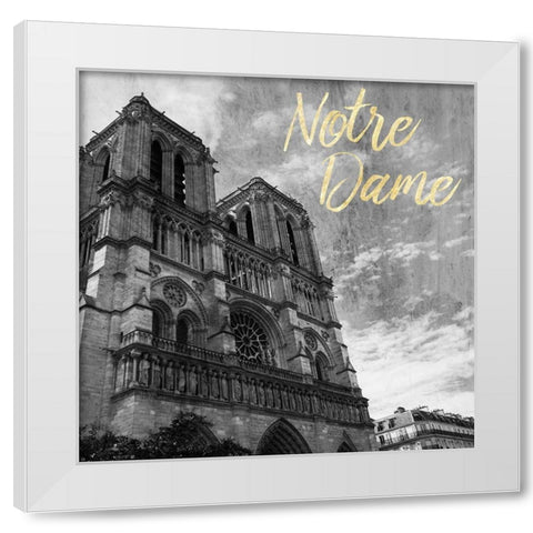 Notre Dame White Modern Wood Framed Art Print by Prime, Marcus
