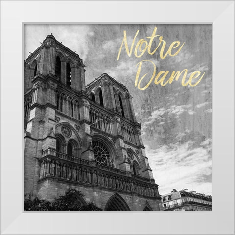 Notre Dame White Modern Wood Framed Art Print by Prime, Marcus