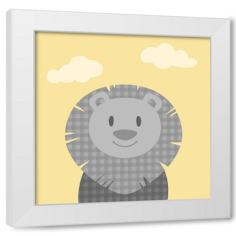 Funky Lion White Modern Wood Framed Art Print by Prime, Marcus