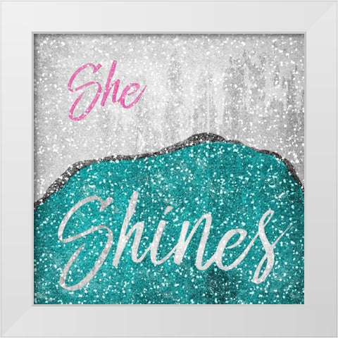 She Shines White Modern Wood Framed Art Print by Prime, Marcus