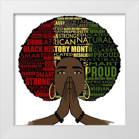 Black History Pride White Modern Wood Framed Art Print by Prime, Marcus