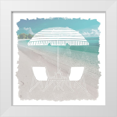 Beach Lounging White Modern Wood Framed Art Print by Prime, Marcus