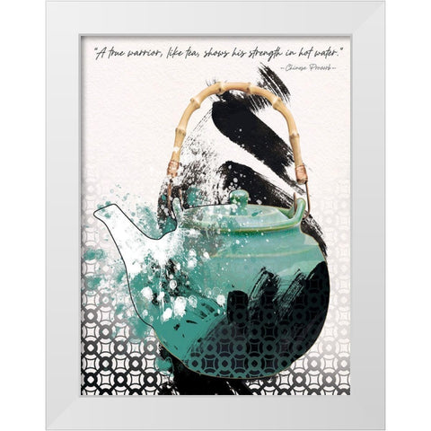 Teal Tea 4 White Modern Wood Framed Art Print by Miller, Savannah