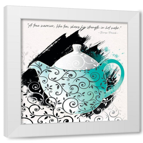 Teal Tea 1 White Modern Wood Framed Art Print by Miller, Savannah
