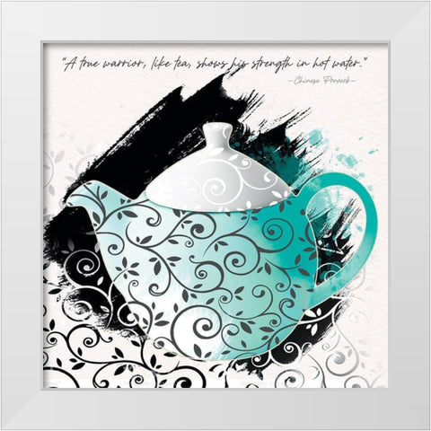 Teal Tea 1 White Modern Wood Framed Art Print by Miller, Savannah