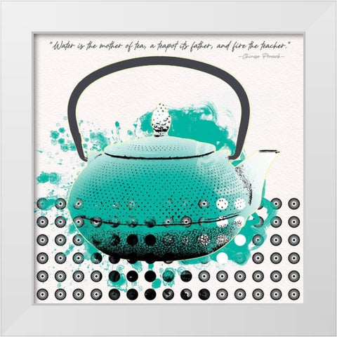 Teal Tea 2 White Modern Wood Framed Art Print by Miller, Savannah