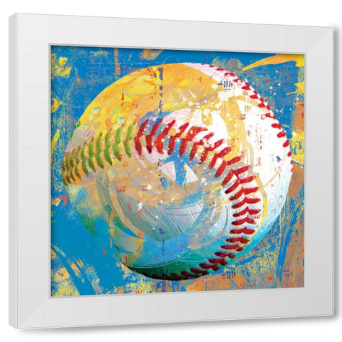 BaseBall White Modern Wood Framed Art Print by Miller, Savannah