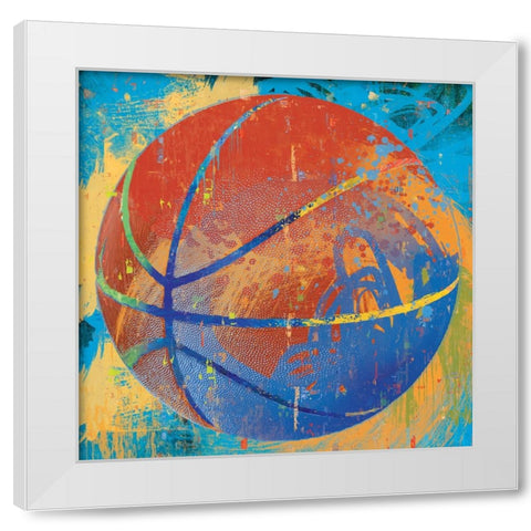 Basketball White Modern Wood Framed Art Print by Miller, Savannah
