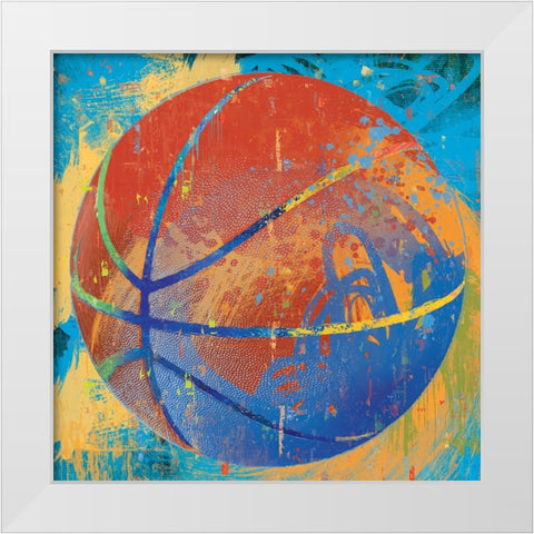Basketball White Modern Wood Framed Art Print by Miller, Savannah
