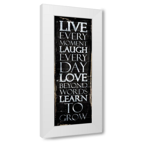 Live Laugh Love Learn White Modern Wood Framed Art Print by Villa, Mlli