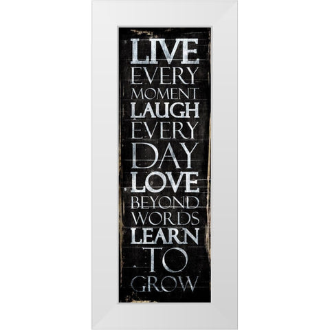 Live Laugh Love Learn White Modern Wood Framed Art Print by Villa, Mlli