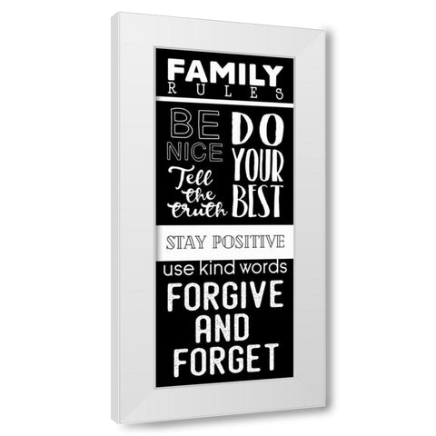 Family Rules White Modern Wood Framed Art Print by Villa, Mlli