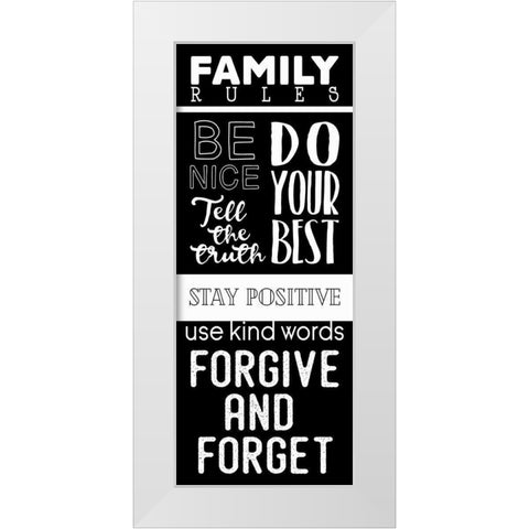 Family Rules White Modern Wood Framed Art Print by Villa, Mlli