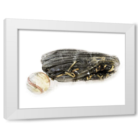 Ball And Gloves White Modern Wood Framed Art Print by Villa, Mlli
