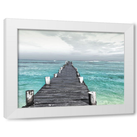 Dock At Sea Recolor White Modern Wood Framed Art Print by Villa, Mlli