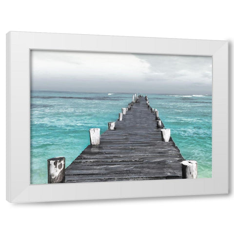 Centered Dock At Sea Recolor White Modern Wood Framed Art Print by Villa, Mlli