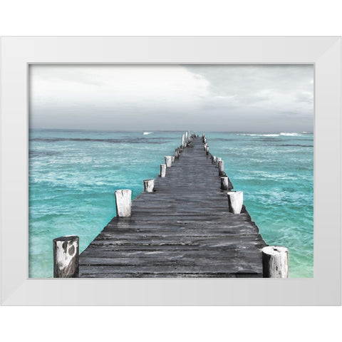 Centered Dock At Sea Recolor White Modern Wood Framed Art Print by Villa, Mlli