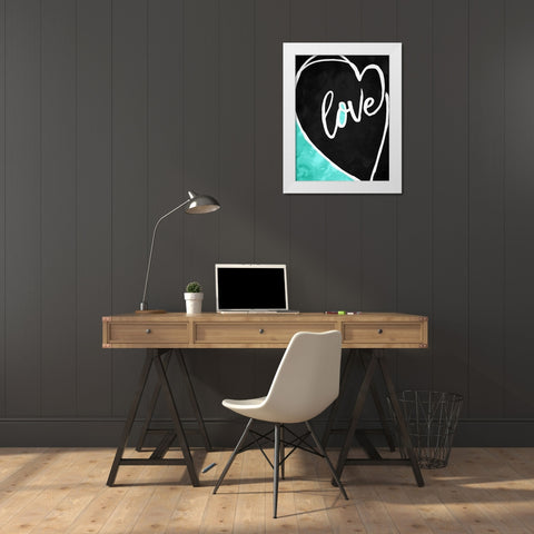Love Heart White Modern Wood Framed Art Print by Villa, Mlli