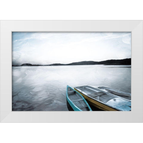 Three Boats White Modern Wood Framed Art Print by Villa, Mlli
